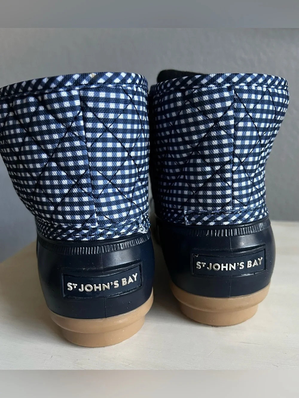 St. John’s Bay ankle waterproof boots/wellies, dark blue, women’s size 9.